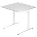 Scrivania regolabile in altezza XTRA XB 8 WW in bianco con piano quadrato di hjh OFFICE PRO