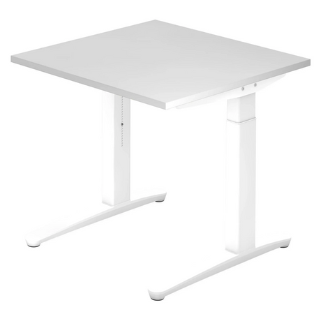 Scrivania regolabile in altezza XTRA XB 8 WW in bianco con piano quadrato di hjh OFFICE PRO
