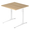 Scrivania regolabile in altezza XTRA XB 8 WW con piano in rovere e struttura bianca di hjh OFFICE PRO