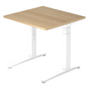Scrivania regolabile in altezza XTRA XB 8 WW con piano in rovere e struttura bianca di hjh OFFICE PRO