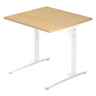 Scrivania regolabile in altezza XTRA XB 8 WW con piano in legno d'acero e struttura bianca di hjh OFFICE PRO