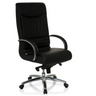 Sedia girevole XXL F 400 con rivestimento in pelle nera e base a stella cromata di hjh OFFICE