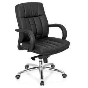 Sedia girevole XXL G 100 in ecopelle nera con braccioli e base cromata di hjh OFFICE