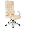 Sedia girevole XXL G 600 in ecopelle beige con braccioli in cromo di hjh OFFICE