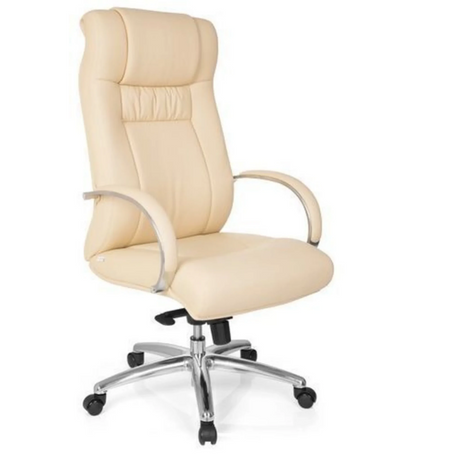 Sedia girevole XXL G 600 in ecopelle beige con braccioli in cromo di hjh OFFICE