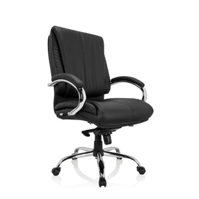 Sedia girevole XXL H 100 in ecopelle nera con base cromata di hjh OFFICE