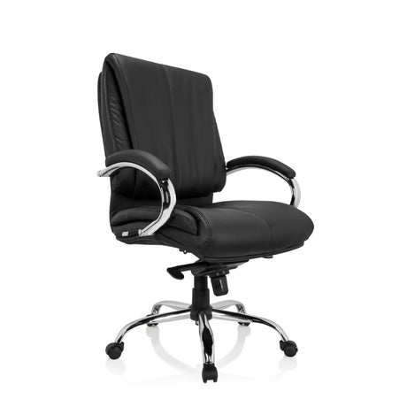 Sedia girevole XXL H 100 in ecopelle nera con base cromata di hjh OFFICE