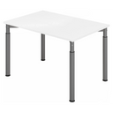 Scrivania regolabile in altezza YAMA 12 G con piano bianco e gambe grigie di hjh OFFICE PRO