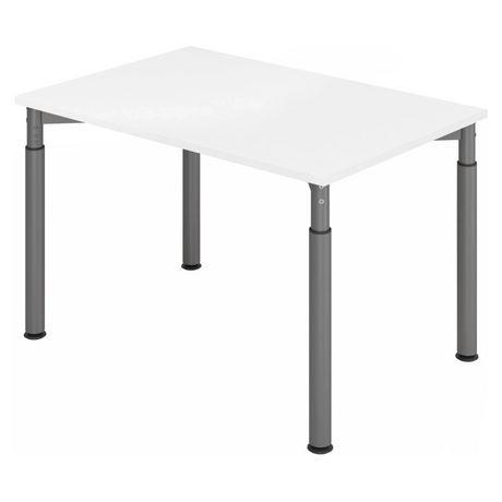 Scrivania regolabile in altezza YAMA 12 G con piano bianco e gambe grigie di hjh OFFICE PRO