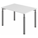 Scrivania regolabile in altezza YAMA 12 G con piano bianco e gambe grigie di hjh OFFICE PRO