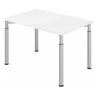 Scrivania regolabile in altezza YAMA 12 S con piano bianco e gambe argento di hjh OFFICE PRO
