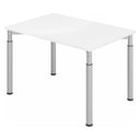 Scrivania regolabile in altezza YAMA 12 S con piano bianco e gambe argento di hjh OFFICE PRO