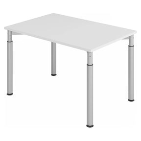 Scrivania regolabile in altezza YAMA 12 S con piano grigio e gambe argentate di hjh OFFICE PRO