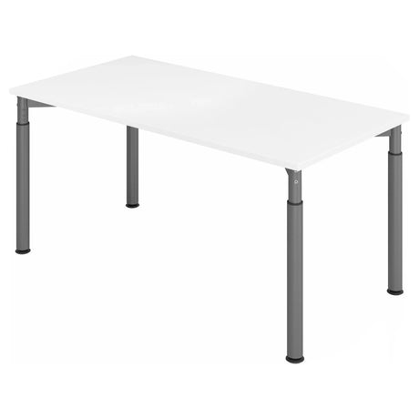 Scrivania regolabile in altezza YAMA 16 G con piano bianco e gambe grigie di hjh OFFICE PRO