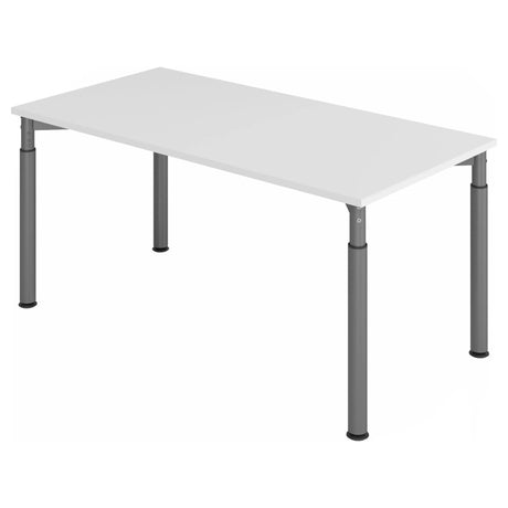 Scrivania regolabile in altezza YAMA 16 G con piano bianco e gambe grigie di hjh OFFICE PRO