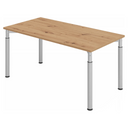Scrivania regolabile in altezza YAMA 16 S in rovere nodoso con gambe argentate di hjh OFFICE PRO