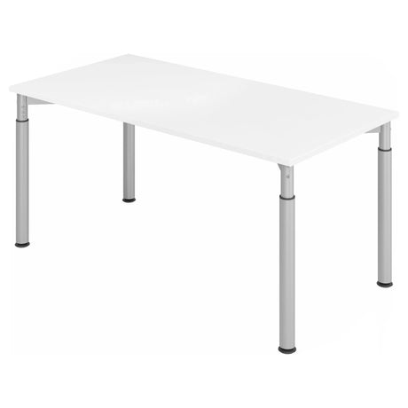 Scrivania regolabile in altezza YAMA 16 S con piano bianco e gambe argentate di hjh OFFICE PRO