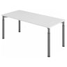 Scrivania regolabile in altezza YAMA 19 G con piano bianco e gambe grigie di hjh OFFICE PRO