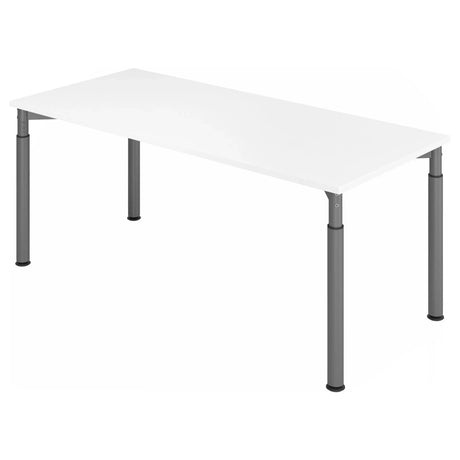 Scrivania regolabile in altezza YAMA 19 G con piano bianco e gambe grigio grafite di hjh OFFICE PRO