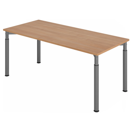 Scrivania regolabile in altezza YAMA 19 G con piano in noce e gambe grigio grafite di hjh OFFICE PRO
