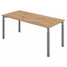 Scrivania regolabile in altezza YAMA 19 G in rovere nodoso con gambe grigie di hjh OFFICE PRO