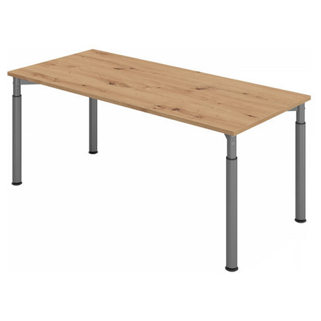 Scrivania regolabile in altezza YAMA 19 G in rovere nodoso con gambe grigie di hjh OFFICE PRO