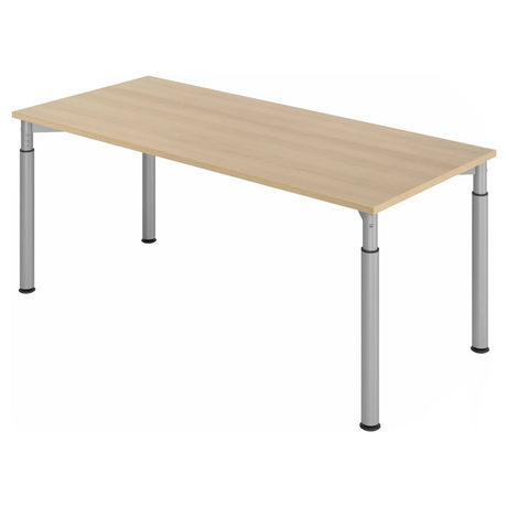 Scrivania regolabile in altezza YAMA 19 S in effetto rovere con gambe argentate di hjh OFFICE PRO