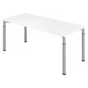 Scrivania regolabile in altezza YAMA 19 S con piano bianco e gambe argentate di hjh OFFICE PRO