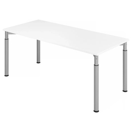 Scrivania regolabile in altezza YAMA 19 S con piano bianco e gambe argentate di hjh OFFICE PRO
