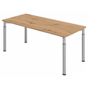 Scrivania regolabile in altezza YAMA 19 S in rovere nodoso con gambe argentate di hjh OFFICE PRO