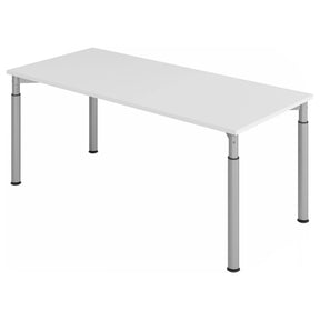 Scrivania regolabile in altezza YAMA 19 S con piano grigio e gambe argentate di hjh OFFICE PRO