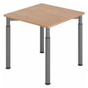 Scrivania regolabile in altezza YAMA 8 G con piano in legno marrone chiaro e gambe grigie di hjh OFFICE PRO