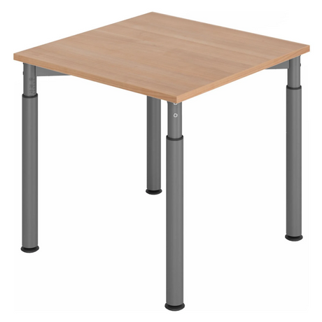 Scrivania regolabile in altezza YAMA 8 G con piano in legno marrone chiaro e gambe grigie di hjh OFFICE PRO