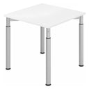Scrivania regolabile in altezza YAMA 8 S con piano bianco e gambe argentate di hjh OFFICE PRO