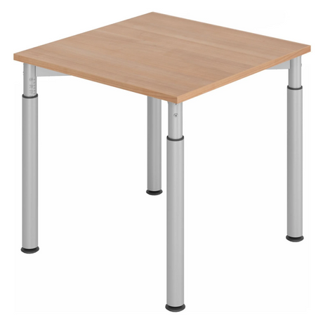 Scrivania regolabile in altezza YAMA 8 S effetto noce con gambe argentate di hjh OFFICE PRO