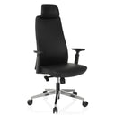 Poltrona professionale YUCANO I nera con poggiatesta e base a stella lucidata di hjh OFFICE