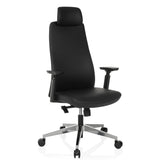 Poltrona professionale YUCANO I nera con poggiatesta e base a stella lucidata di hjh OFFICE