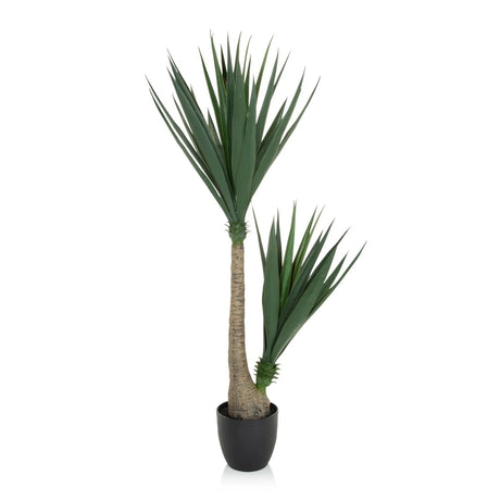 Piante artificiali YUCCA in verde con foglie strette e vaso nero di hjh OFFICE