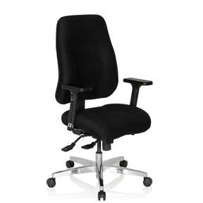 Sedia da ufficio professionale ZENIT COMFORT nera con braccioli e base lucida di hjh OFFICE