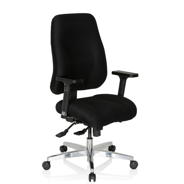 Sedia da ufficio professionale ZENIT COMFORT nera con braccioli e base lucida di hjh OFFICE