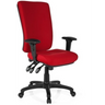 Sedia da ufficio professionale ZENIT HIGH con rivestimento in tessuto rosso, braccioli neri e base a stella con ruote di hjh OFFICE