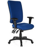 Sedia da ufficio professionale ZENIT HIGH con rivestimento in tessuto blu e braccioli neri di hjh OFFICE