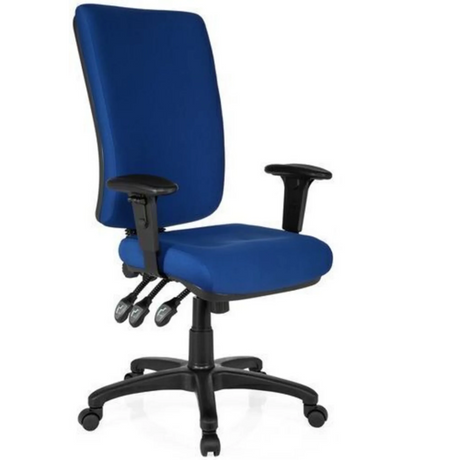 Sedia da ufficio professionale ZENIT HIGH con rivestimento in tessuto blu e braccioli neri di hjh OFFICE