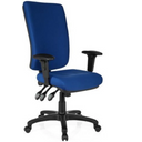 Profi-Bürostuhl ZENIT HIGH mit blauem Stoffbezug und schwarzen Armlehnen von hjh OFFICE