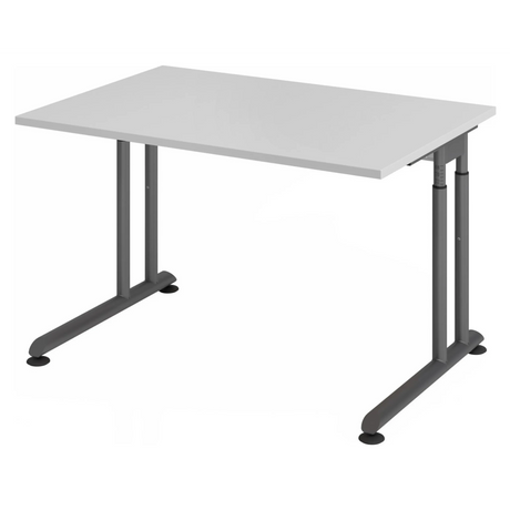 Scrivania regolabile in altezza ZENO 12 G in grigio e grafite con struttura a T di hjh OFFICE PRO