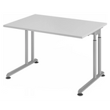 Scrivania regolabile in altezza ZENO 12 S con piano grigio e struttura argento di hjh OFFICE PRO