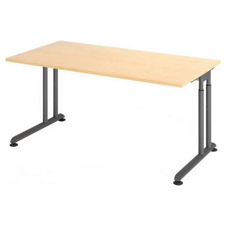 Scrivania regolabile in altezza ZENO 16 G con piano in legno d'acero e struttura grafite di hjh OFFICE PRO