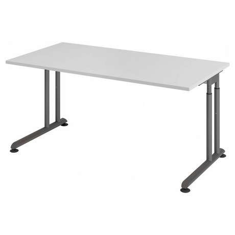 Scrivania regolabile in altezza ZENO 16 G con piano grigio e gambe grigie di hjh OFFICE PRO
