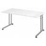 Scrivania regolabile in altezza ZENO 16 S con piano bianco e gambe argentate di hjh OFFICE PRO