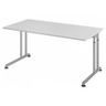 Scrivania regolabile in altezza ZENO 16 S con piano grigio e struttura argento di hjh OFFICE PRO